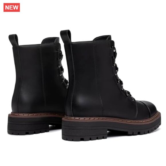 Women's Lace-Up Combat Boots Platform Chunky Heel Lug Sole Ankle Booties - Picture 4 of 7